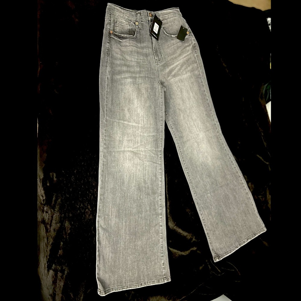 Black, wide legged jeans